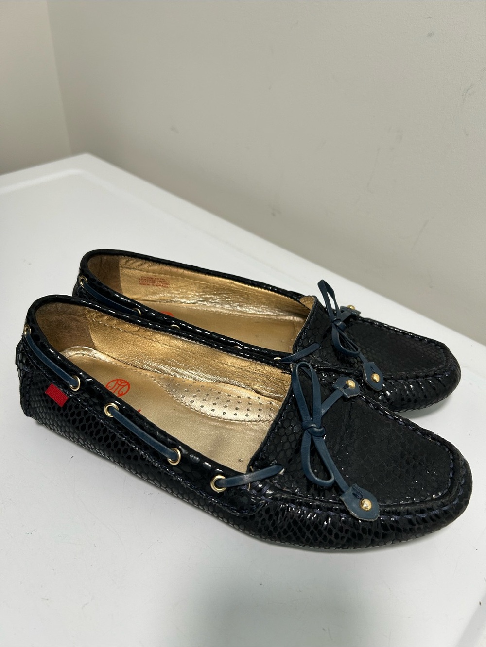 Marc Joseph Cypress Hill Navy Leather Loafers Size 7